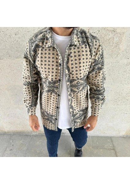 Erkek Polar Fermuarlı Sweatshirt – Kapüşonsuz, Cepli, Yumuşak Dokulu, Oversize Rahat Kalıp, Kışlık Sıcak Tutan Fermuarlı Üst - Bej fırsatları