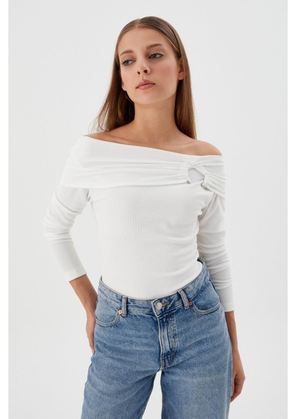 Madonna Yaka Bluz Ekru