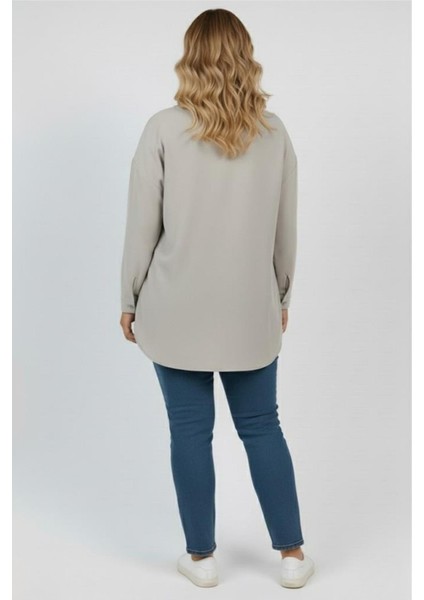 Kadın Büyük Beden Pul Payet Işlemeli Uzun Kollu Gömlek 1985-26 modelleri