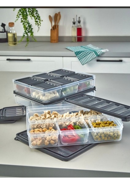 6 Bölmeli Vakumlu Saklama Kabı, Sızdırmaz ve Pratik Kahvaltılık Saklama Seti