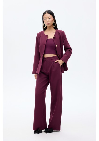 Bol Paça Kumaş Pantolon Mürdüm fiyatları