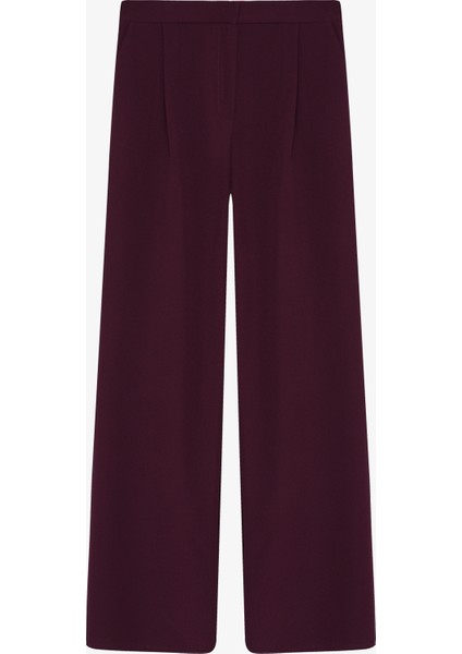 Bol Paça Kumaş Pantolon Mürdüm modelleri