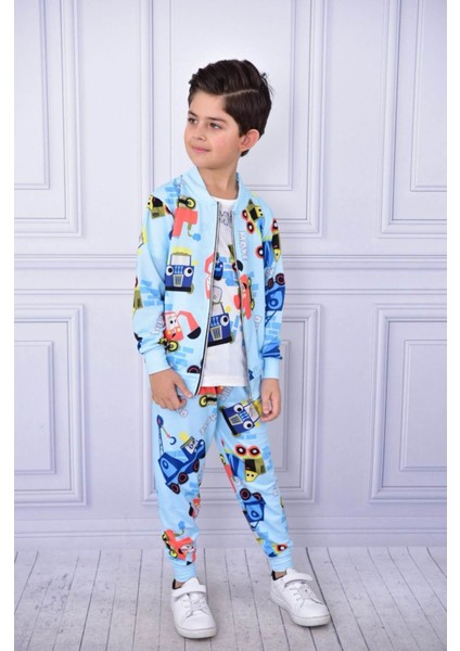 Erkek Çocuk Baskılı Hırkalı Eşofman Takımı 2/8 yaş