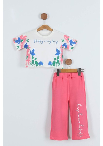 Kız Çocuk Çiçek Baskılı Bisiklet Yaka 2/8 yaş Takımı indirimleri
