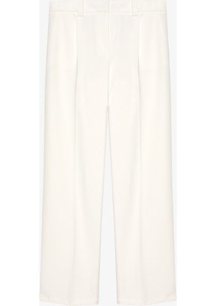 Pile Detaylı Normal Bel Havuç Pantolon Ekru modelleri