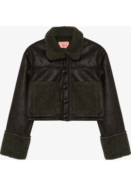 Kürk Garnili Süet Kısa Mont Haki fiyatları