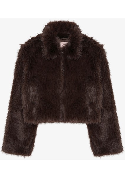 Fermuarlı Kısa Kürk Ceket Kahverengi modelleri