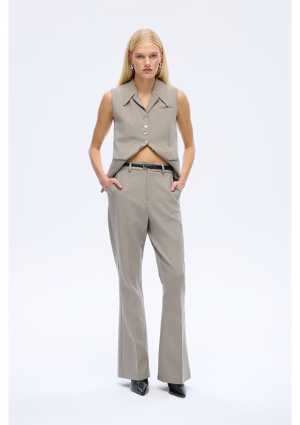 Ince Kemerli Ispanyol Paça Pantolon Gri fiyatları