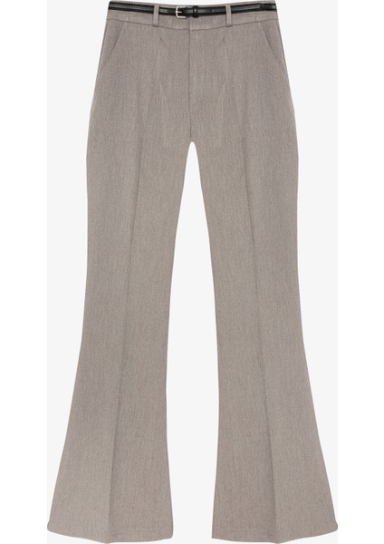 Ince Kemerli Ispanyol Paça Pantolon Gri modelleri