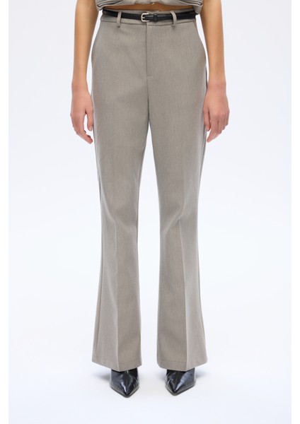 Ince Kemerli Ispanyol Paça Pantolon Gri fırsatları