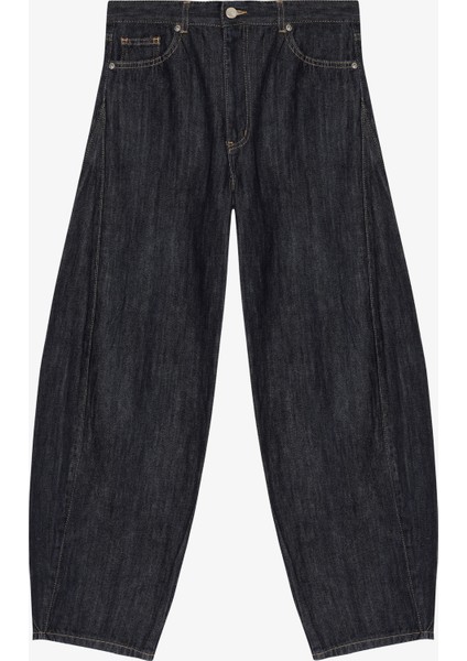 Yüksek Bel Baggy Kot Pantolon Lacivert