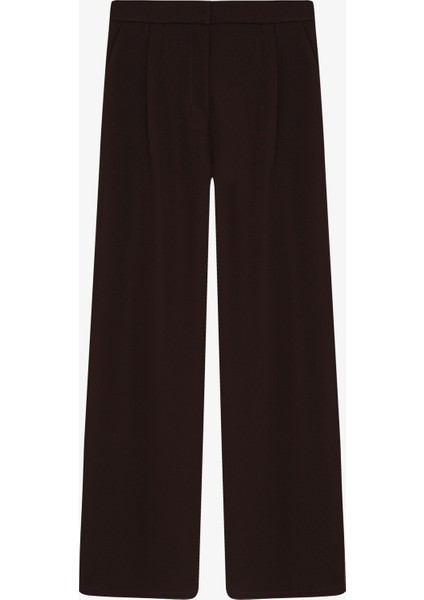 Bol Paça Kumaş Pantolon Koyu Kahve modelleri