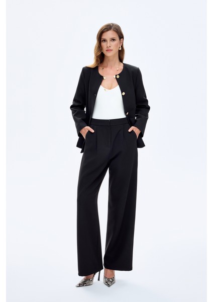 Bol Paça Kumaş Pantolon Siyah fiyatları