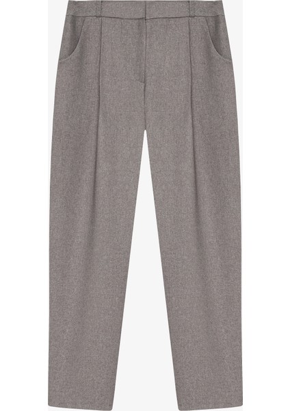 Yüksek Bel Pileli Havuç Pantolon Gri modelleri