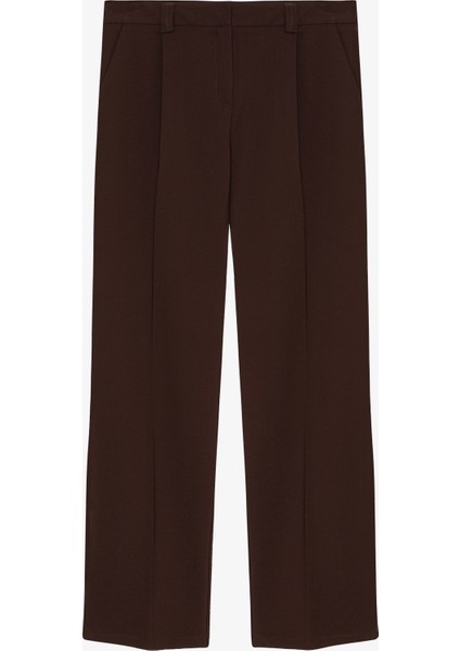 Pile Detaylı Normal Bel Havuç Pantolon Kahverengi modelleri