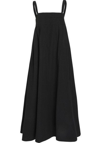 Askılı Uzun Elbise Siyah