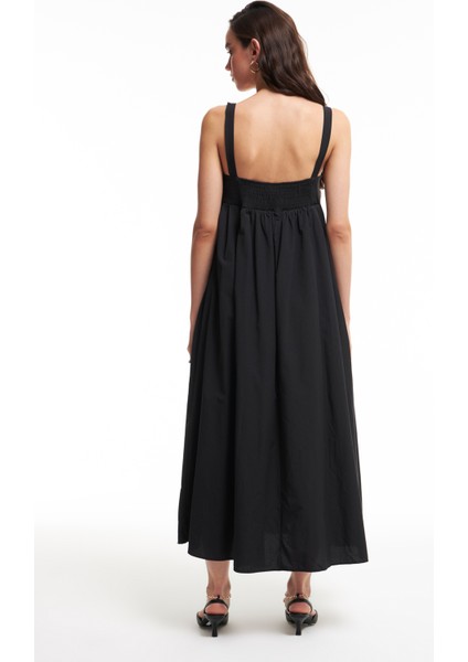 Askılı Uzun Elbise Siyah