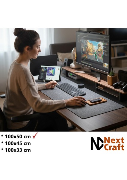 Mouse Pad Masa Koruyucu Büyük Keçe Oyuncu Matı 3mm Antrasit Renk