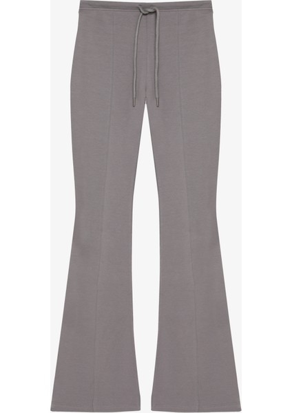 Beli Bağcıklı Dikiş Detaylı Ispanyol Paça Pantolon Gri modelleri