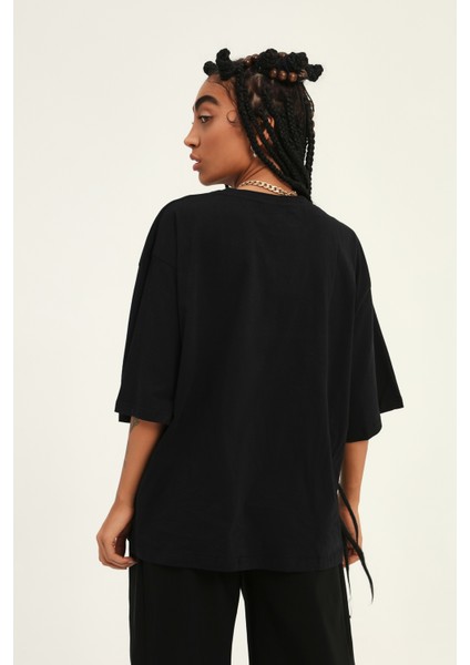 Truvakar Kol Basic Oversize Tişört Siyah