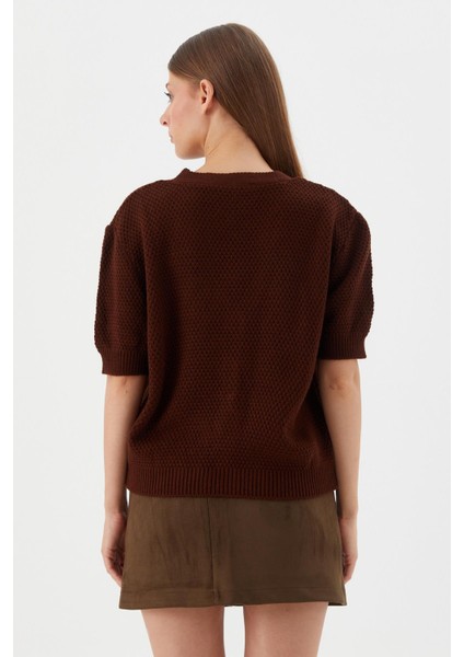 Yıldız Düğmeli Kısa Kol Hırka Kahve fırsatları