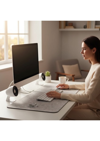 Mouse Pad Masa Koruyucu Büyük Keçe Oyuncu Matı 3mm Açık Gri Renk modelleri