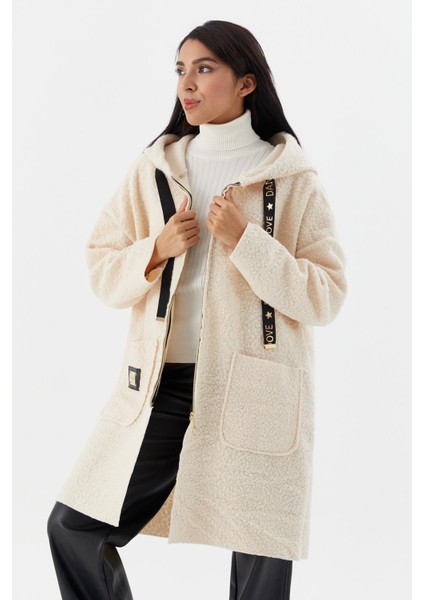 Kapüşonlu Cepli Uzun Hırka Ekru fiyatları