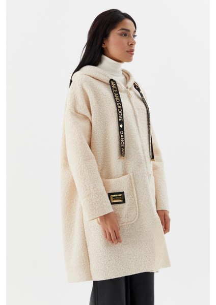 Kapüşonlu Cepli Uzun Hırka Ekru fırsatları