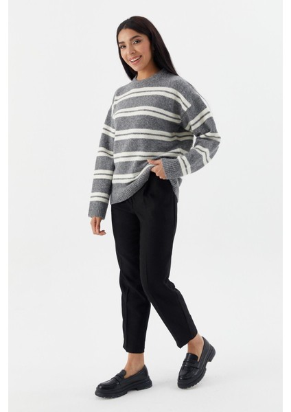 Çizgili Triko Kazak Grı fiyatları