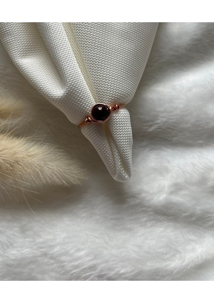 Garnet Lal Taşı Ayarlanabilir Bakır Tel Yüzük