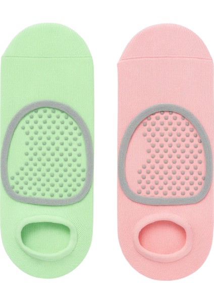 Kadın 2'li Asta Yoga / Pilates Step Çorap Açık Yeşil / Pembe