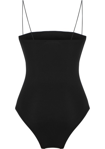 Çıtçıtlı İnce Askılı Bodysuit Siyah