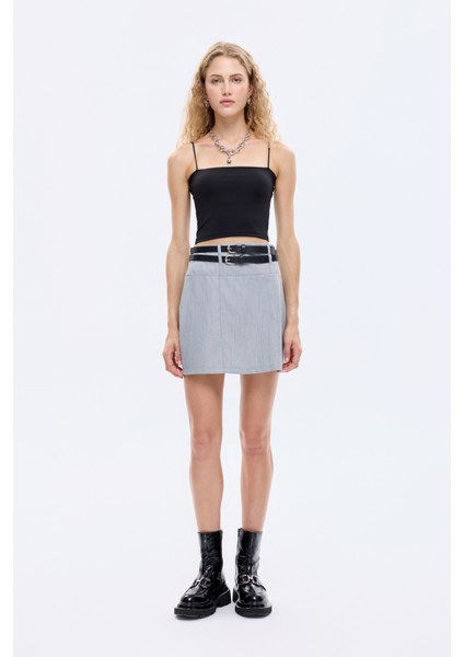 Ip Askılı Basic Crop Atlet Siyah