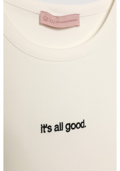 Yazı Baskılı Halter Yaka Atlet Ekru