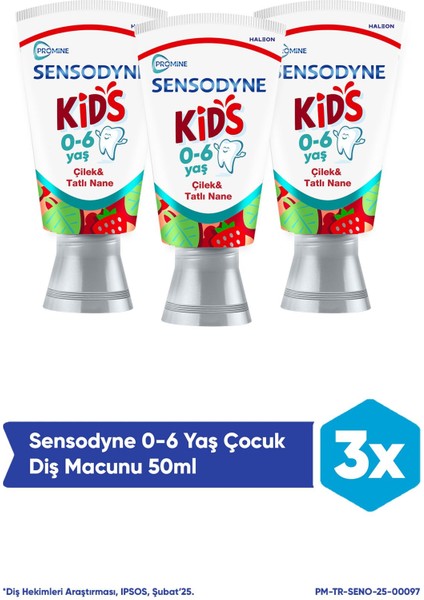 Promine 0-6 Yaş Çocuk Diş Macunu 50ML - Çilek Aromalı x 3 Adet