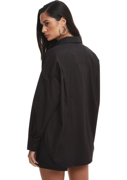 Oversize Basic Gömlek Siyah