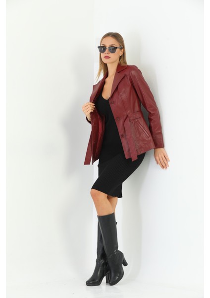 Kadın Kuşak Detaylı Hakiki Deri Ceket fırsatları