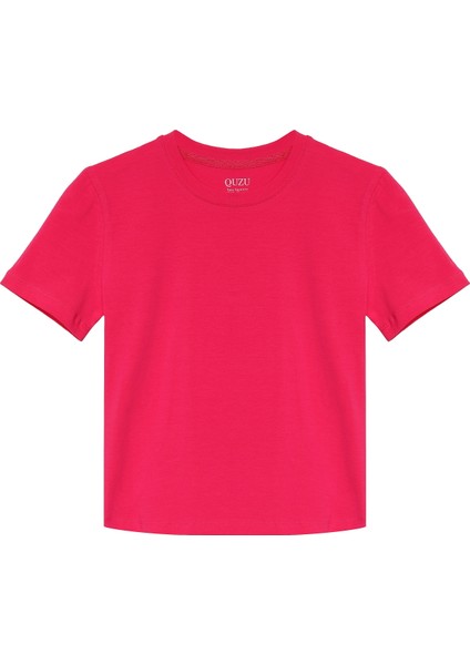 Kısa Kol Basic Crop Tişört Pembe fiyatları