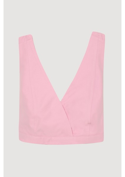 Bağlama Detaylı Kruvaze Büstiyer Bluz Pembe