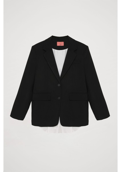 Sırtı Pencere Yırtmaçlı Blazer Ceket Siyah