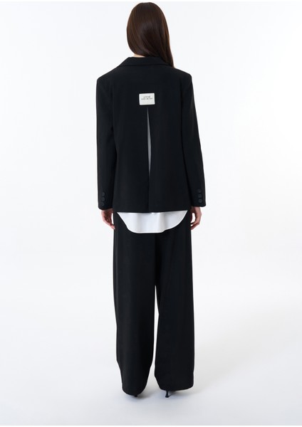 Sırtı Pencere Yırtmaçlı Blazer Ceket Siyah