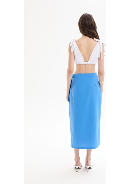 Bağlama Detaylı Kruvaze Büstiyer Bluz Beyaz