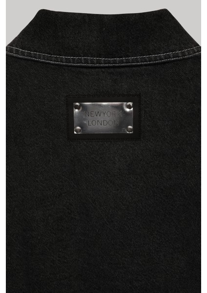 Büyük Cepli Fermuarlı Beli Lastikli Ceket Antrasit