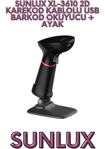 XL-3610 2d Karekod Kablolu USB Barkod Okuyucu + Ayak