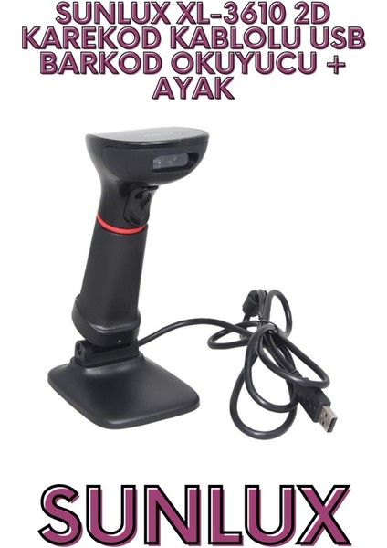XL-3610 2d Karekod Kablolu USB Barkod Okuyucu + Ayak modelleri