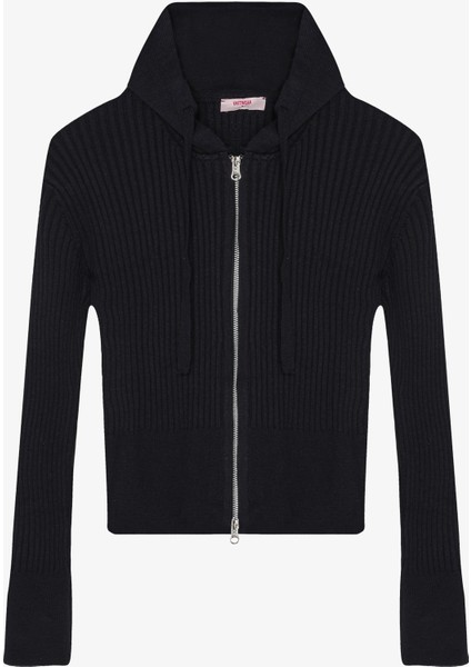 Fermuarlı Kapüşonlu Triko Hırka Lacivert modelleri