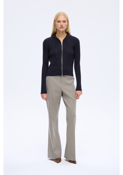 Fermuarlı Kapüşonlu Triko Hırka Lacivert indirimleri