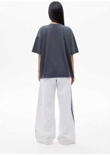 Kalp Baskılı Oversize Tişört Antrasit