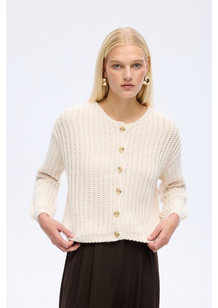 Düğmeli Kalın Örgü Triko Hırka Taş fiyatları