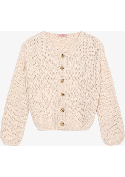 Düğmeli Kalın Örgü Triko Hırka Taş modelleri